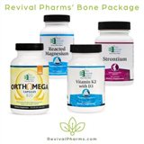 Revival Pharms' premium bone health package, expertly formulated with four essential nutrients for optimal bone health: Magnesium, Strontium, Omega-3, and Vitamin D with K2.